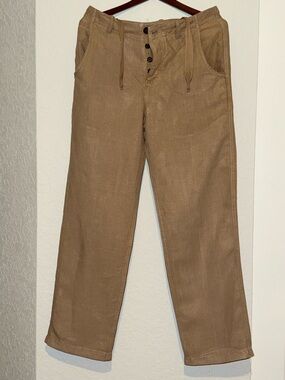 Murano Baird McNutt 100% Linen Pants Men's 30x30 Tan Button Fly Beach Casual